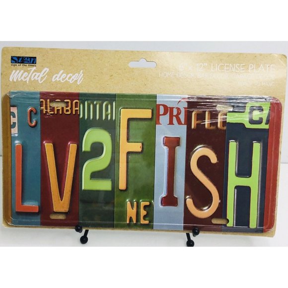 LV2FISH License Plate Sign Metal - Home Decor - Bar - Garage Decor  6" x 12" - Picture 1 of 4